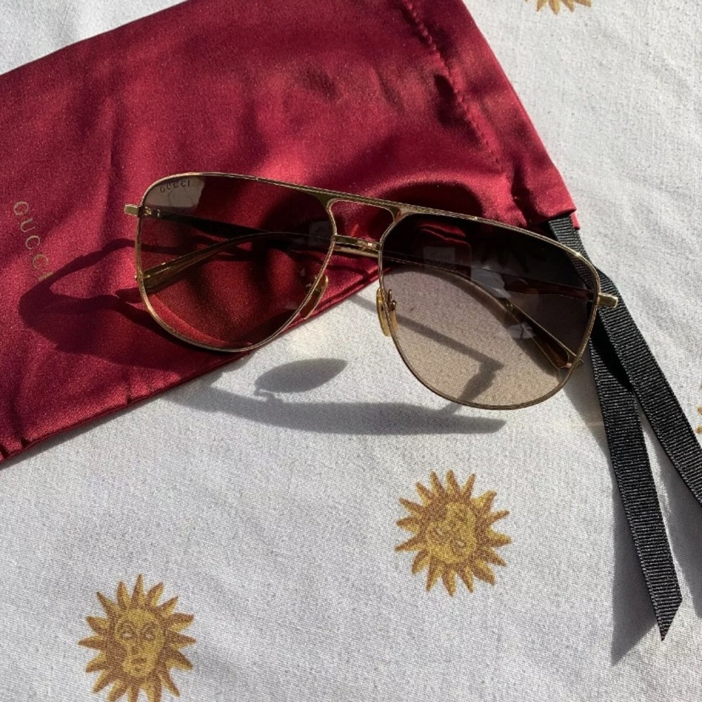 Gucci Gold Men’s Aviator Sunglasses
